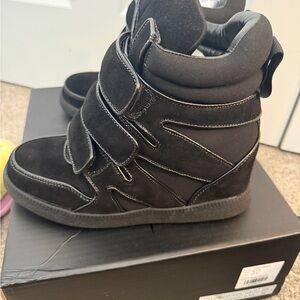 Dolls Kill Black High-Top Velcro Wedge Sneakers